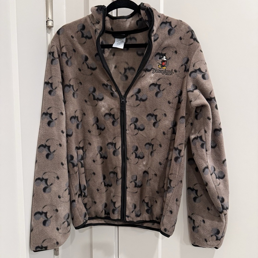 Disneyland Resort Sherpa Zip Up Mickey Mouse Long Sleeve Soft Jacket AOP‎ Small